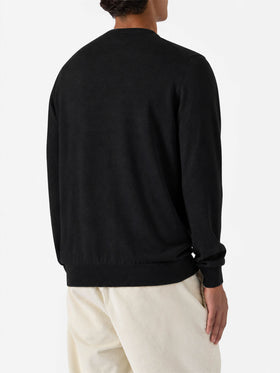 Black Regent Light merino wool crewneck sweater