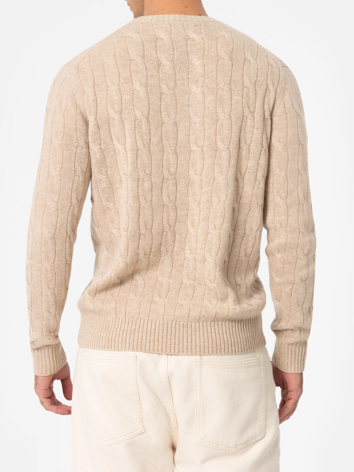 Man beige cable-knit cashmere blend sweater Regent - MC2 Saint Barth