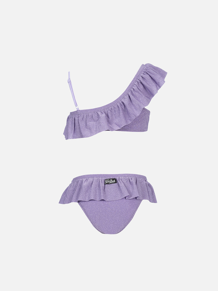 Girl lurex one shoulder ruffled bikini Rey - MC2 Saint Barth