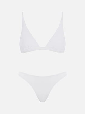 Woman white triangle bikini