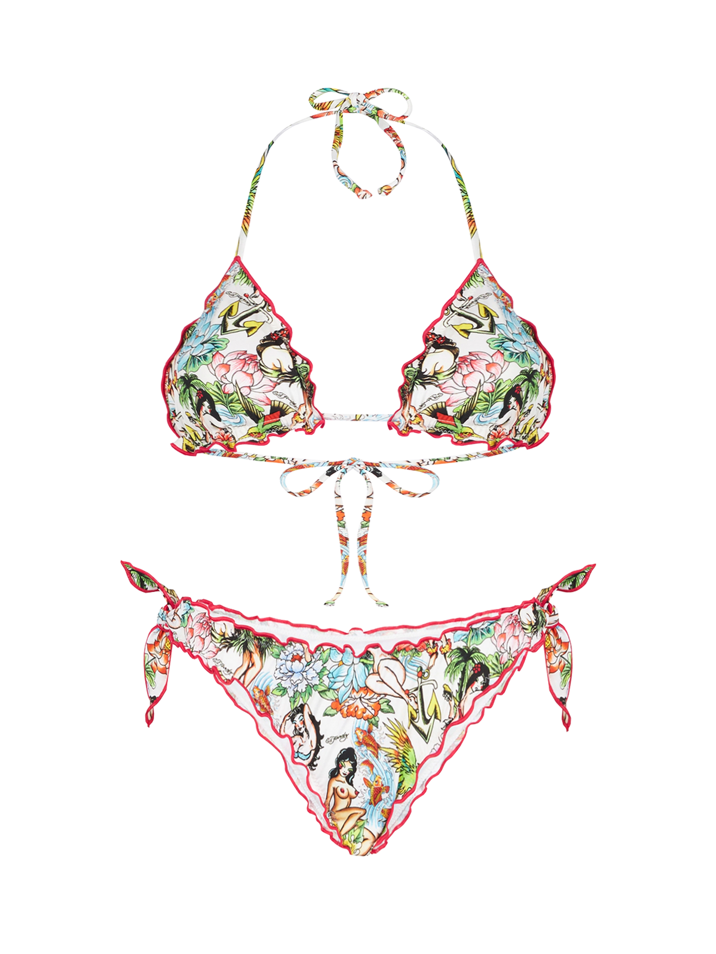 Damen-Triangel-Bikini mit Tattoo-Print