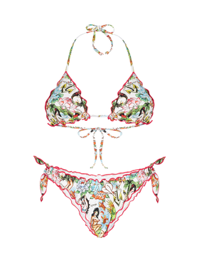 Damen-Triangel-Bikini mit Tattoo-Print