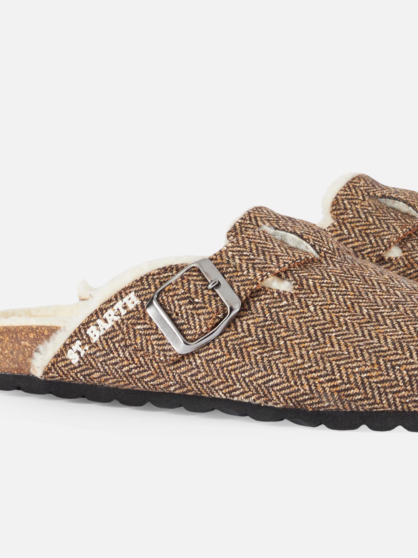 Woman sandal furry clogs with herringbone print - MC2 Saint Barth