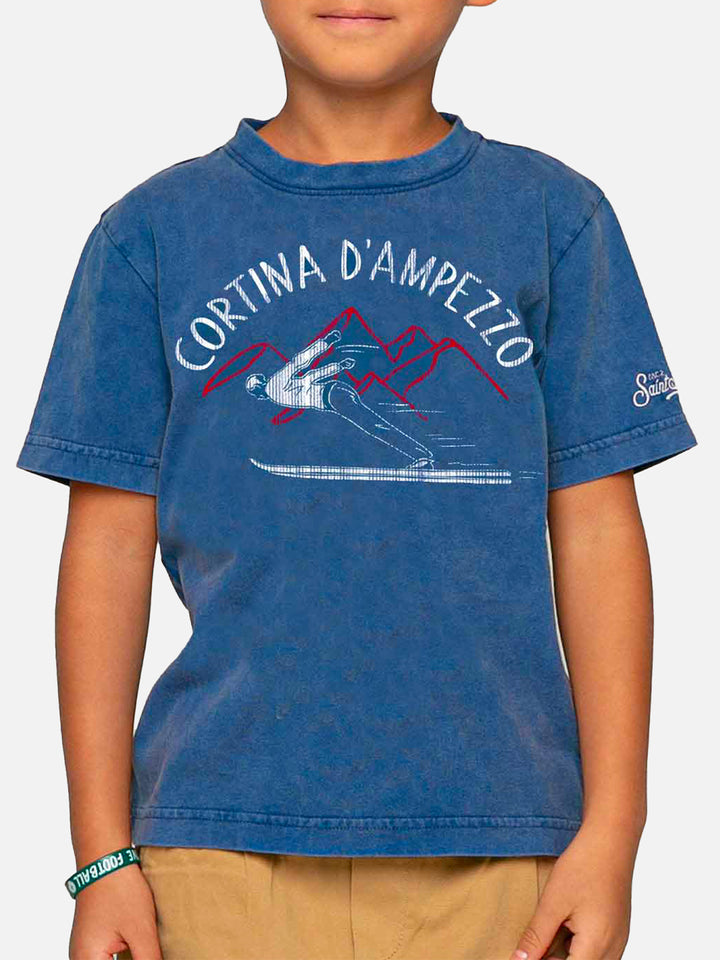 Bluette Cotton T-Shirt Cortina d'Ampezzo - MC2 Saint Barth