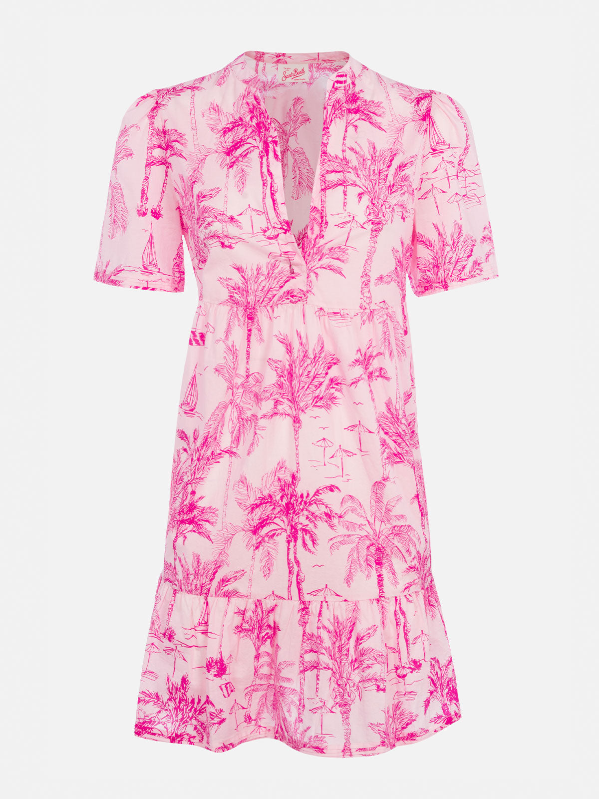 Woman cotton voile short dress Siara with toile de jouy print - MC2 Saint Barth