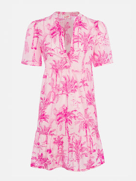 Woman cotton voile short dress Siara with toile de jouy print - MC2 Saint Barth