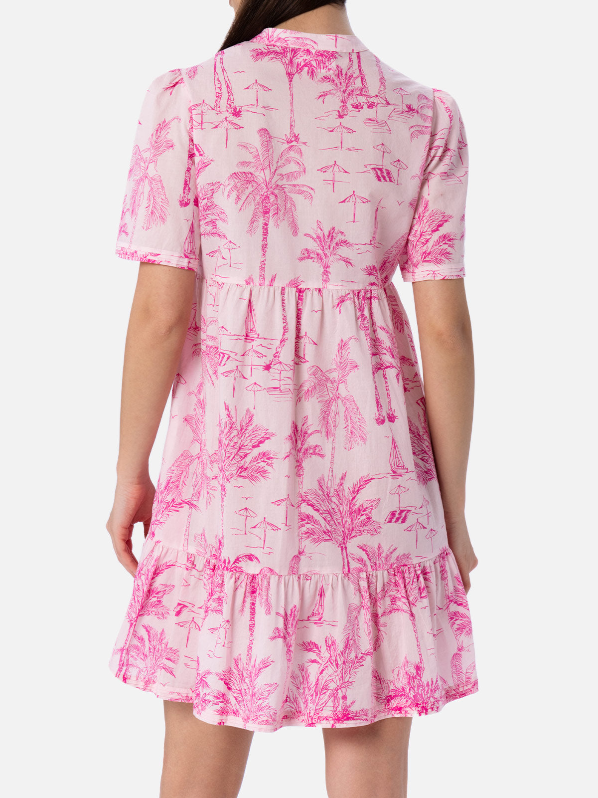 Woman cotton voile short dress Siara with toile de jouy print - MC2 Saint Barth