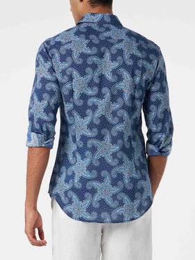 Man muslin cotton Sikelia shirt with paisley star print - MC2 Saint Barth