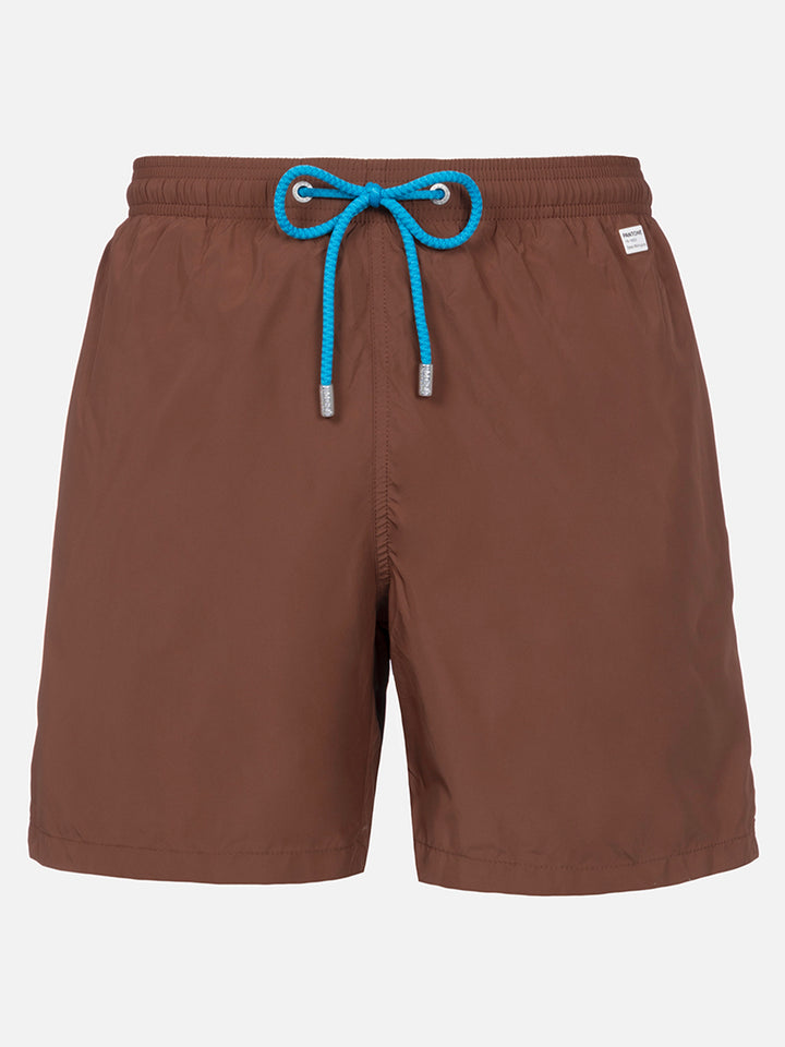 Man lightweight fabric brown swim shorts Lighting Pantone | PANTONE® SPECIAL EDITION - MC2 Saint Barth