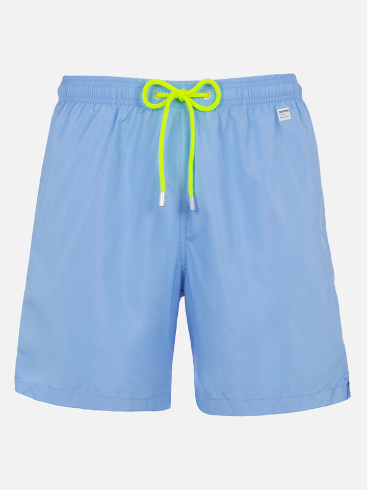 Man lightweight fabric sky blue swim shorts Lighting Pantone | PANTONE® SPECIAL EDITION - MC2 Saint Barth