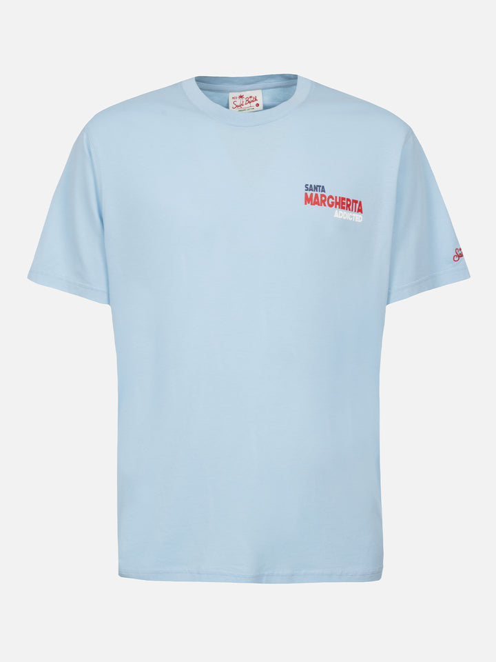 Man cotton t-shirt with Santa Margherita Addicted postcard placed print - MC2 Saint Barth