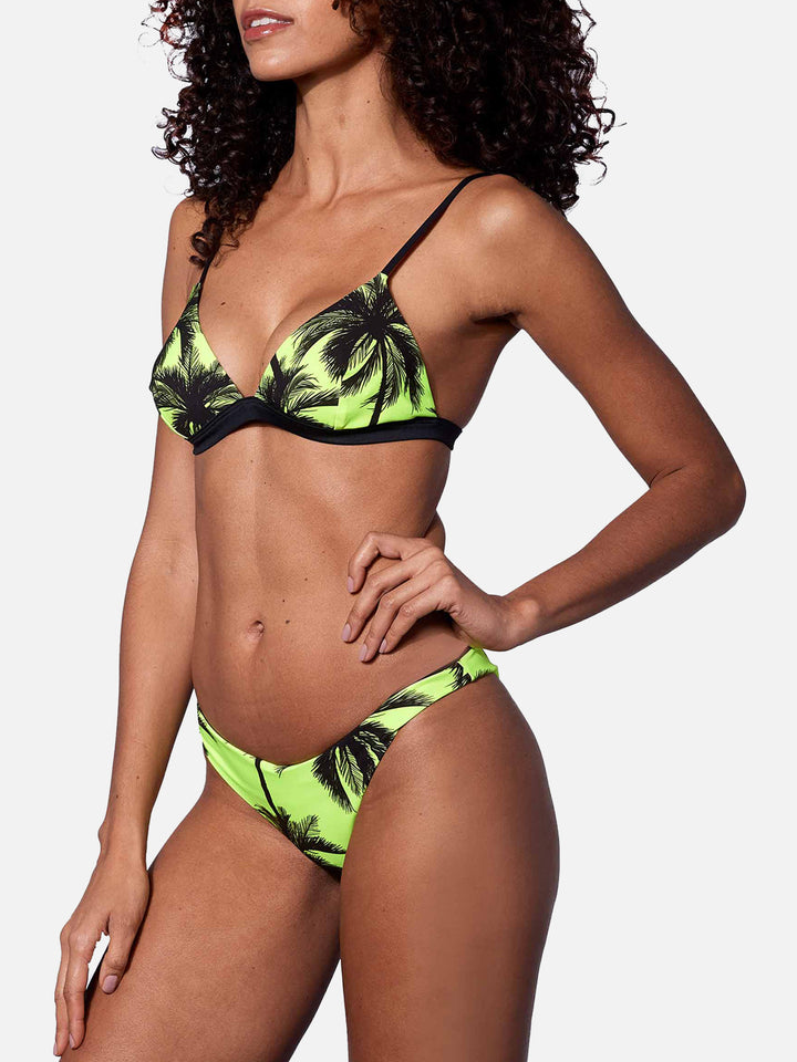 Palm print yellow fluo triangle bikini - MC2 Saint Barth