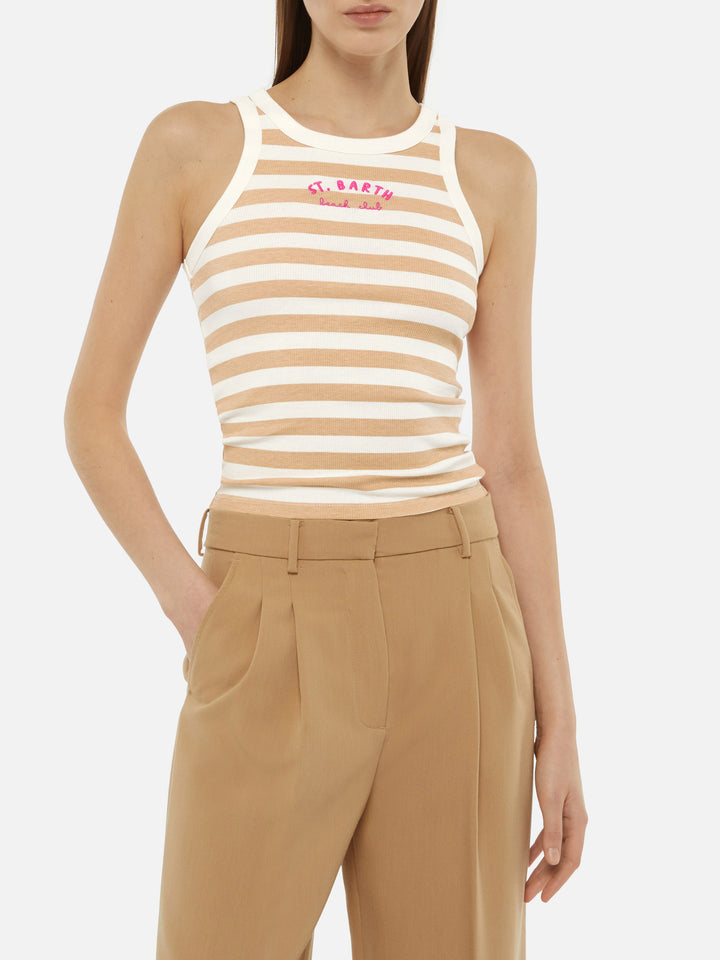 Ada striped ribbed cotton tank top - MC2 Saint Barth