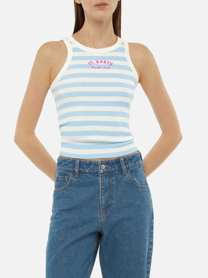 Ada gestreiftes Tanktop aus gerippter Baumwolle