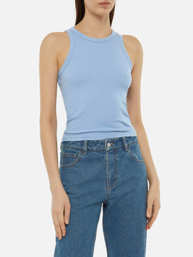 Ada dusty blue ribbed cotton tank top - MC2 Saint Barth