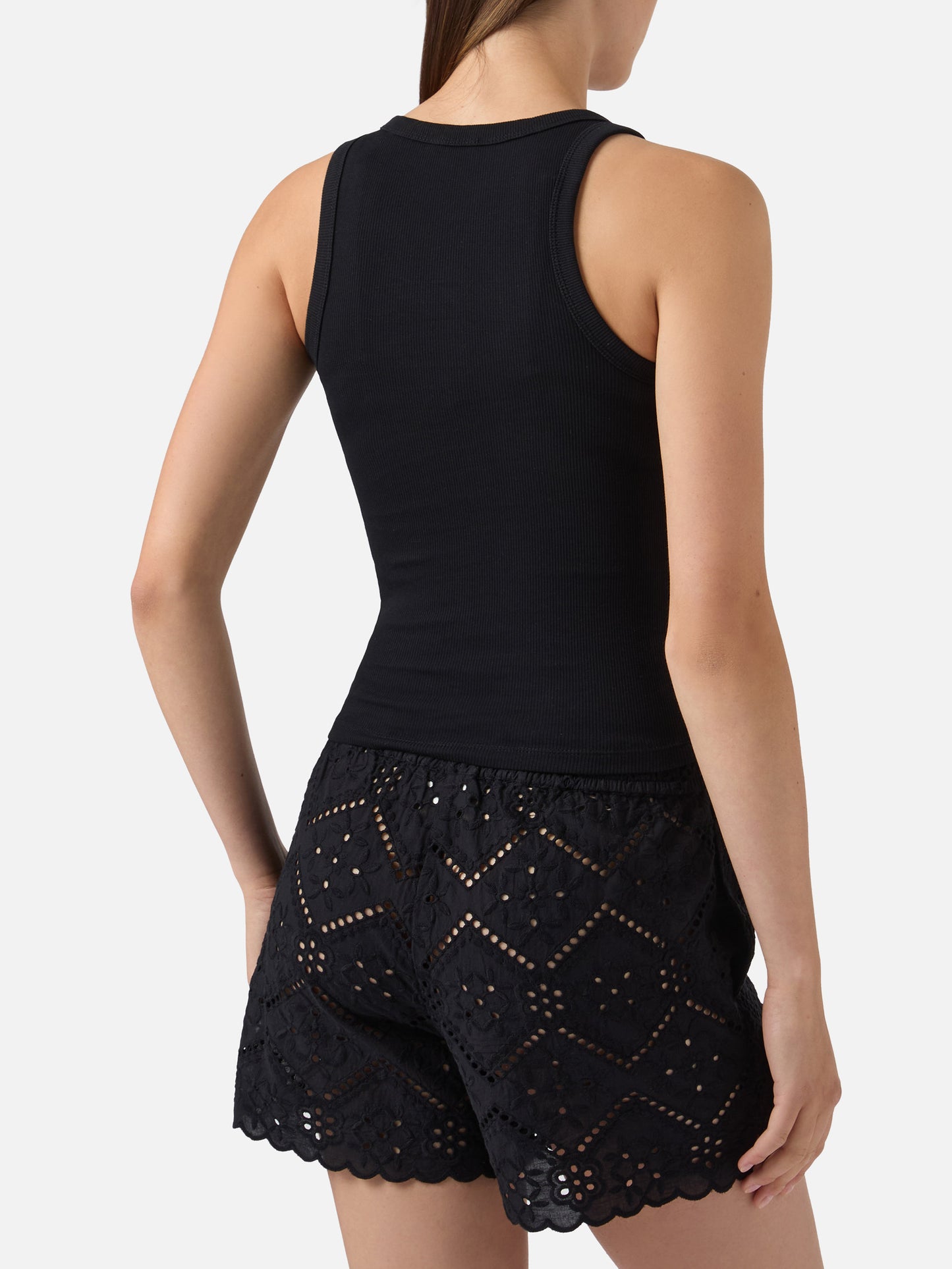 Ribbed black Ada tank top with raised logo patch
