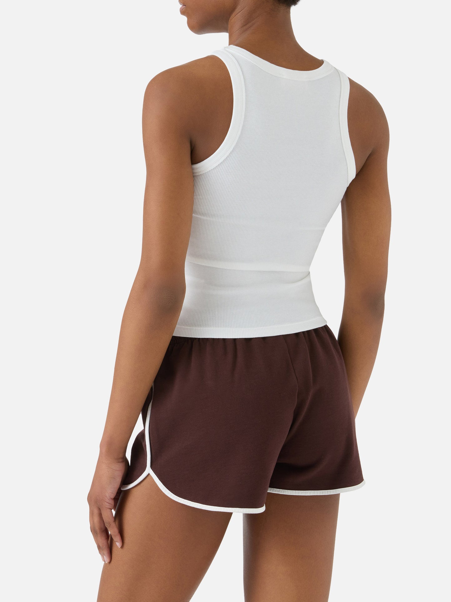 Ribbed white Ada tank top with raised logo patch