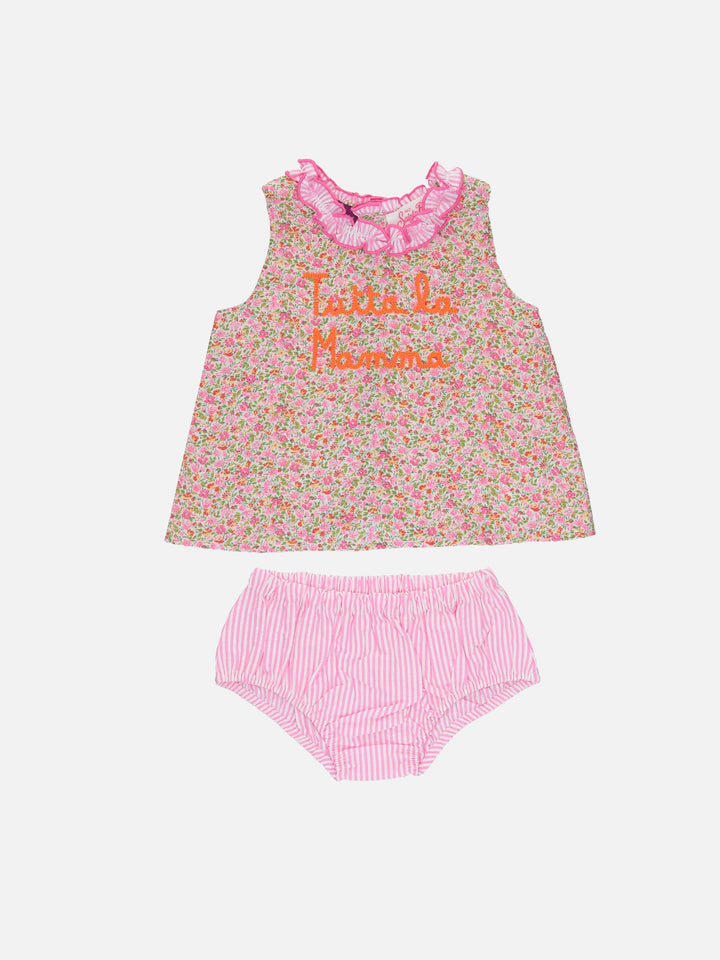 Baby Hanna Rose cotton dress Abbie with top and bloomers | MADE WITH LIBERTY FABRIC - MC2 Saint Barth