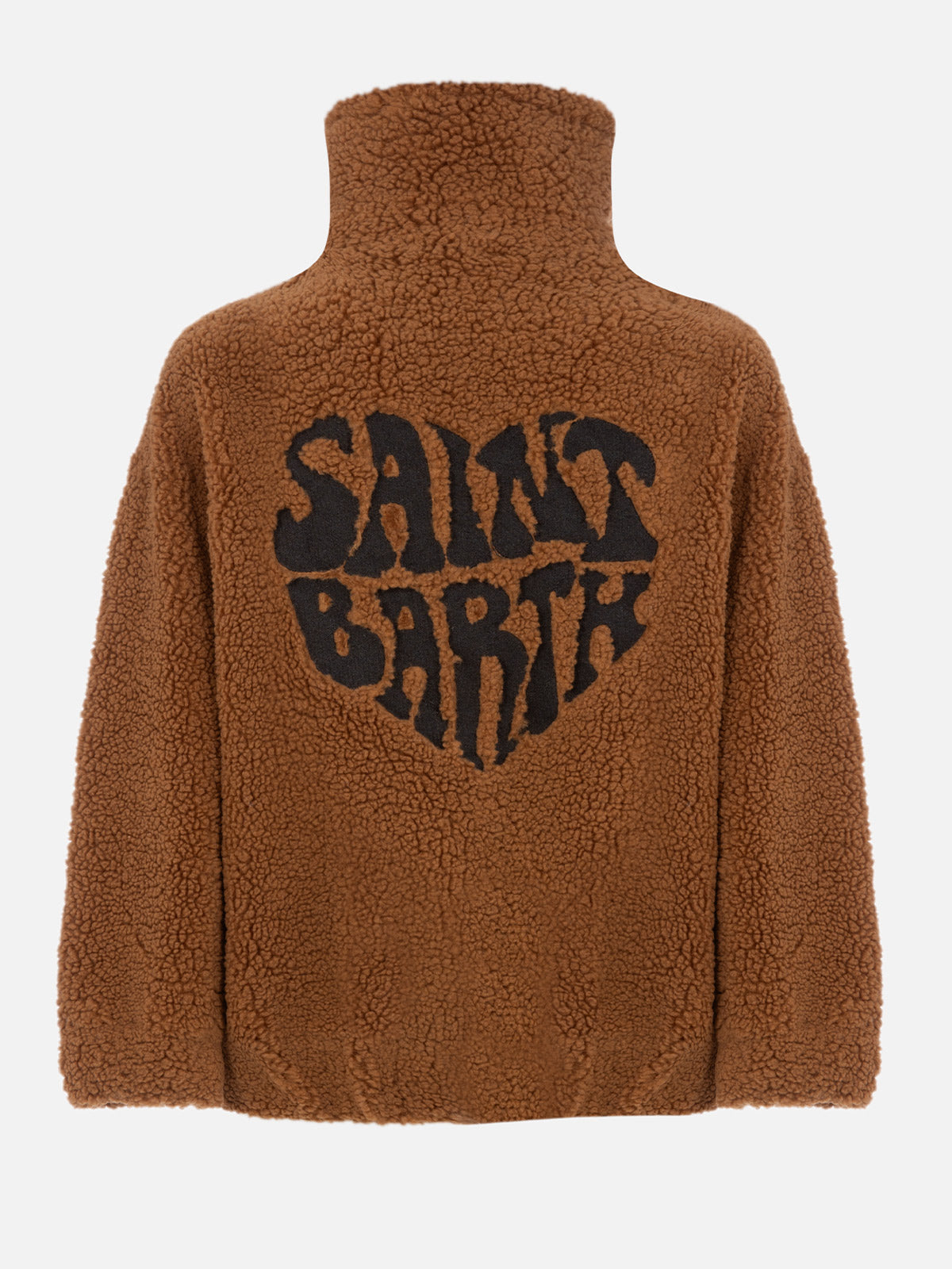 Woman shearly effect bomber Abel with collar and Saint Barth hearted print - MC2 Saint Barth