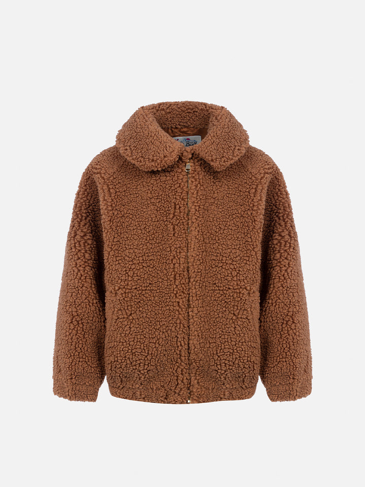 Girl beige sherpa bomber coat Abel - MC2 Saint Barth