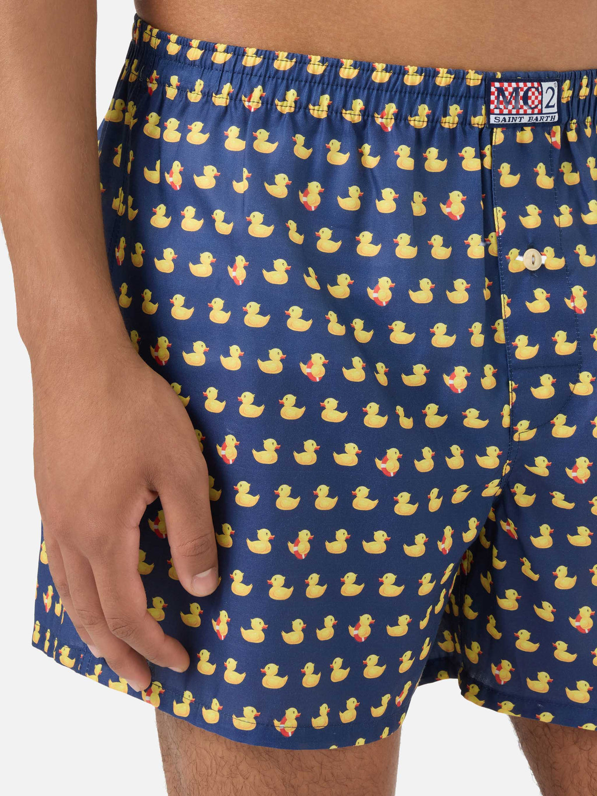 Navy blue Adam cotton boxer with ducky print