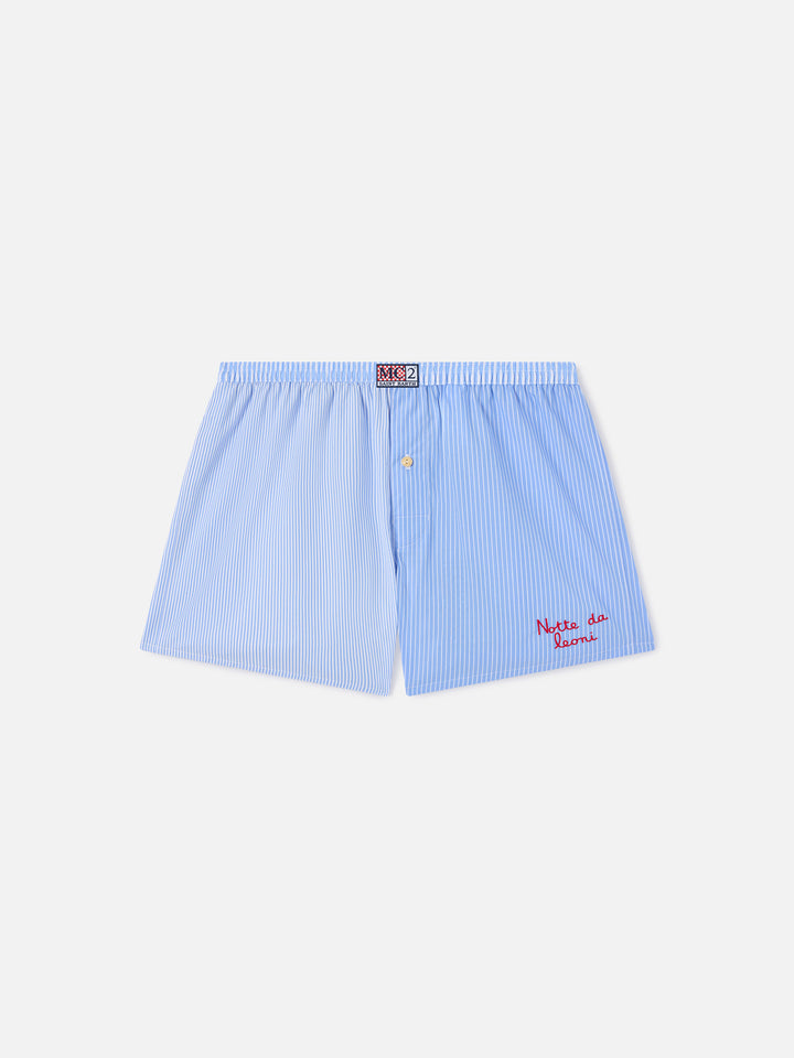 Boxer short rayé Adam Contrast en blue clair et blanc 
