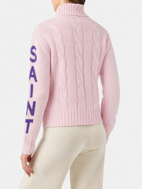 Pull à col roulé tressé Adler avec jacquard logo 
