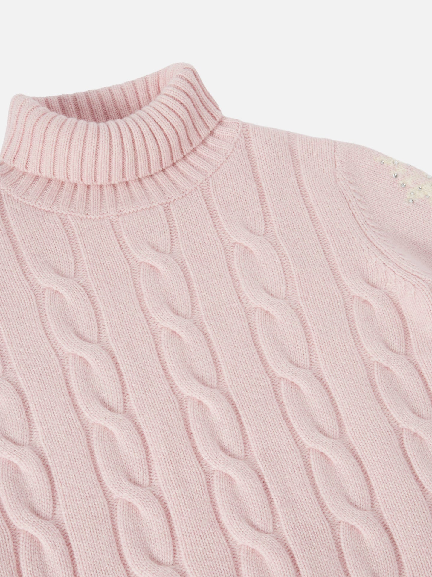 Adler Jr turtleneck cable-knit with snowflake rhinestone embellishments