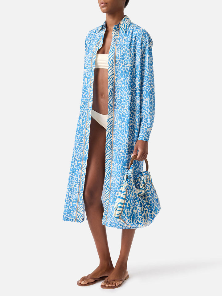 Robe longue Adeline à imprimé animalier léopard 