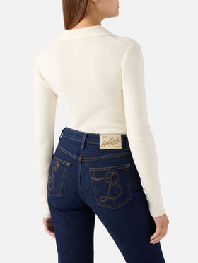Off white Aelis Wollstrick-Body mit Polokragen 