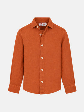 Chemise Agnes en lin orange 