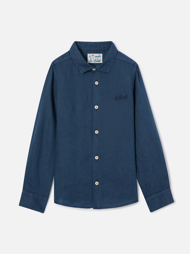 Camicia Agnes in lino blu navy