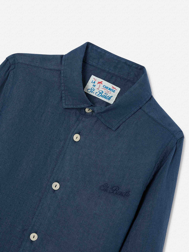 Camicia Agnes in lino blu navy