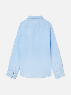 Camisa Agnes en lino azul claro 
