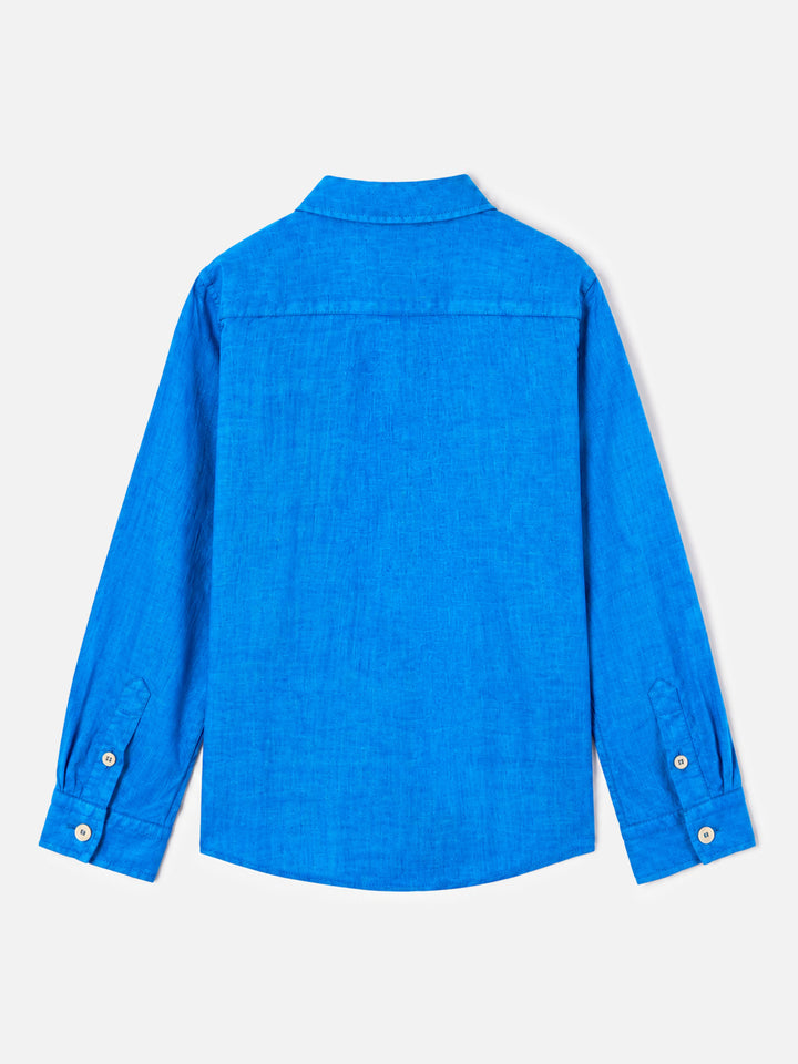Camicia in lino da bambino bluette