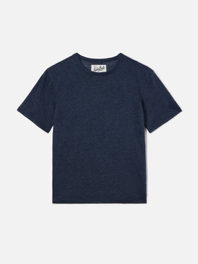 T-shirt Alex in puro lino blu navy