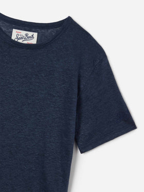 T-shirt Alex in puro lino blu navy