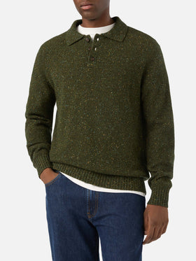 Polo de punto Donegal Alfie en mezcla de lana verde militar 