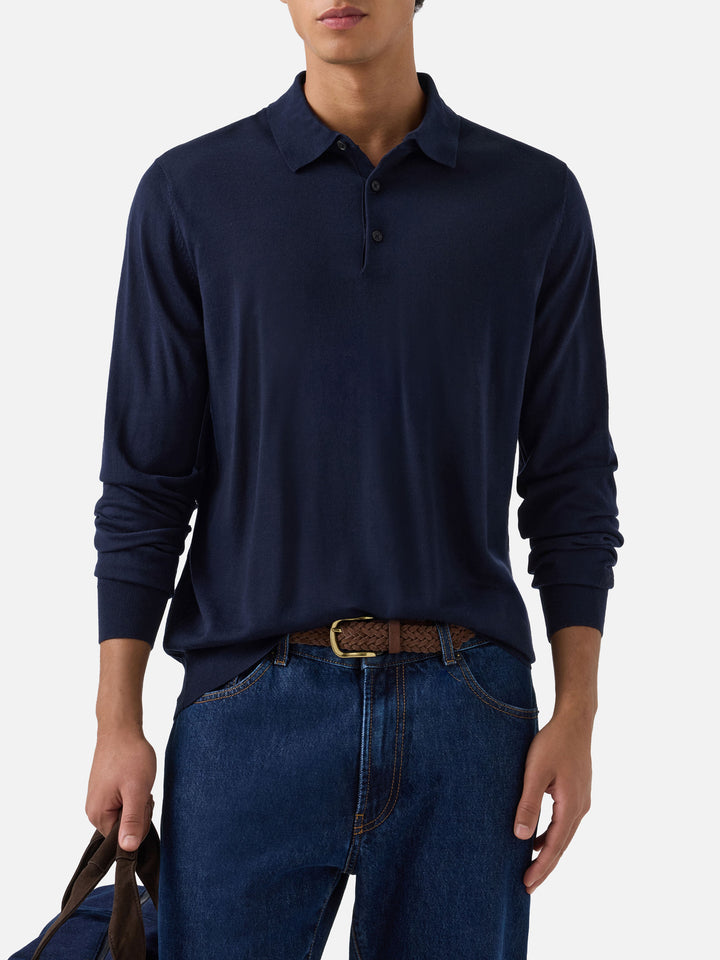 Polo Alfie en bleu marine blue Merino 