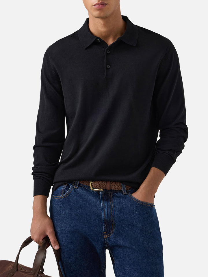 Polo Alfie aus schwarzer Merinowolle 