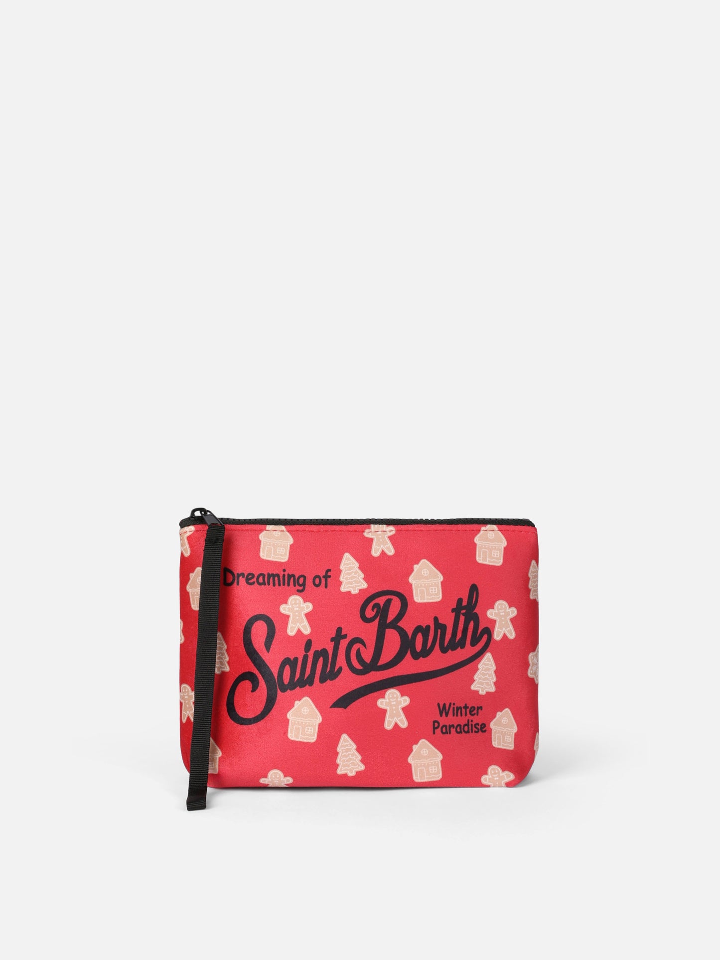 Pochette rossa in lana Aline con stampa biscotto allo zenzero