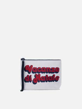 Aline-Pouch aus weißem Wollimitat mit Weihnachtsmotiv | VACANZE DI NATALE SPECIAL EDITION