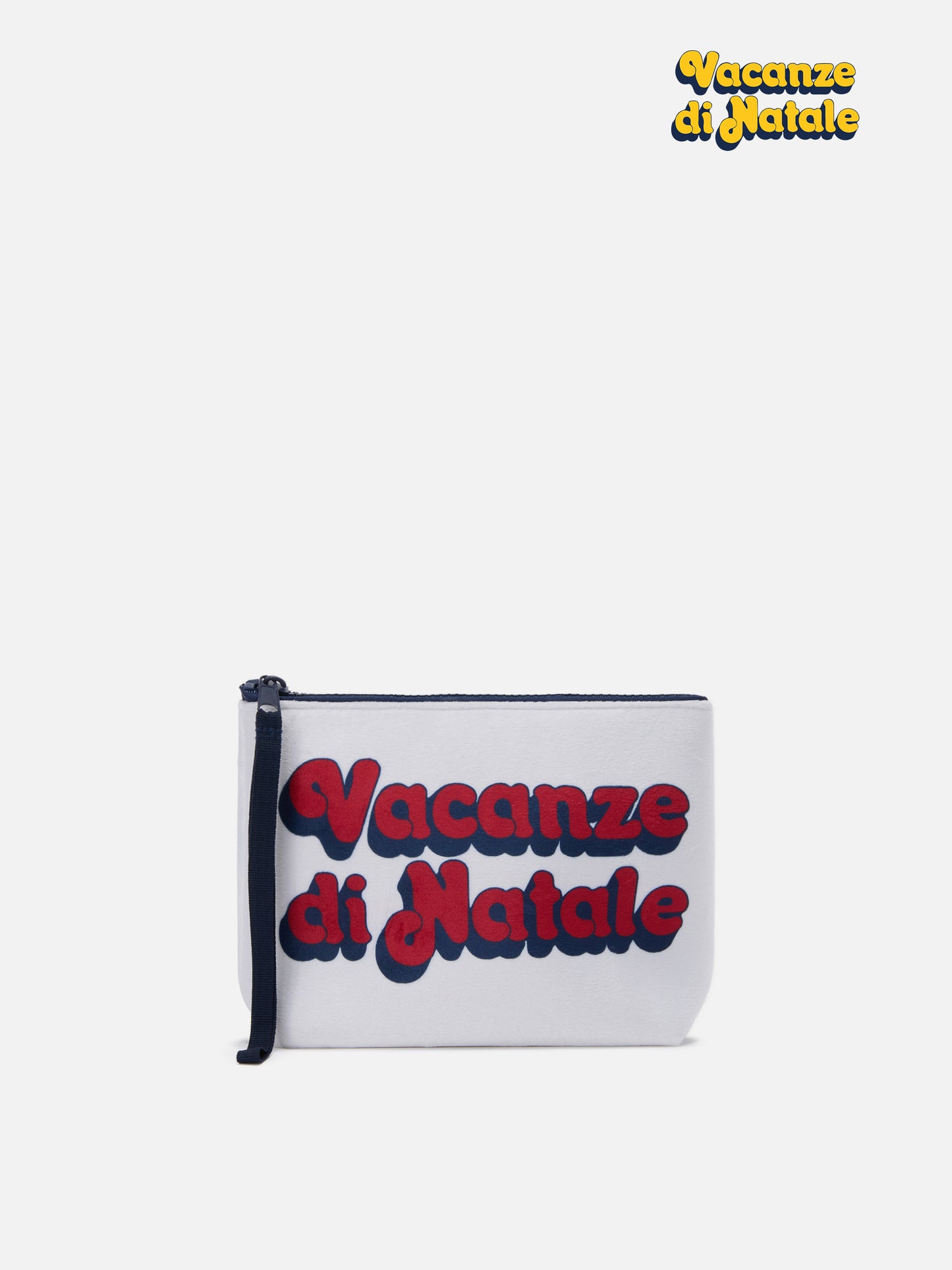 Aline-Pouch aus weißem Wollimitat mit Weihnachtsmotiv | VACANZE DI NATALE SPECIAL EDITION