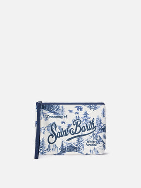 Pochette Aline panna con stampa toile de jouy winterland