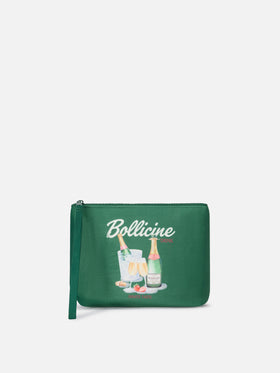 Vert Aline pochette avec imprimé Bollicine 