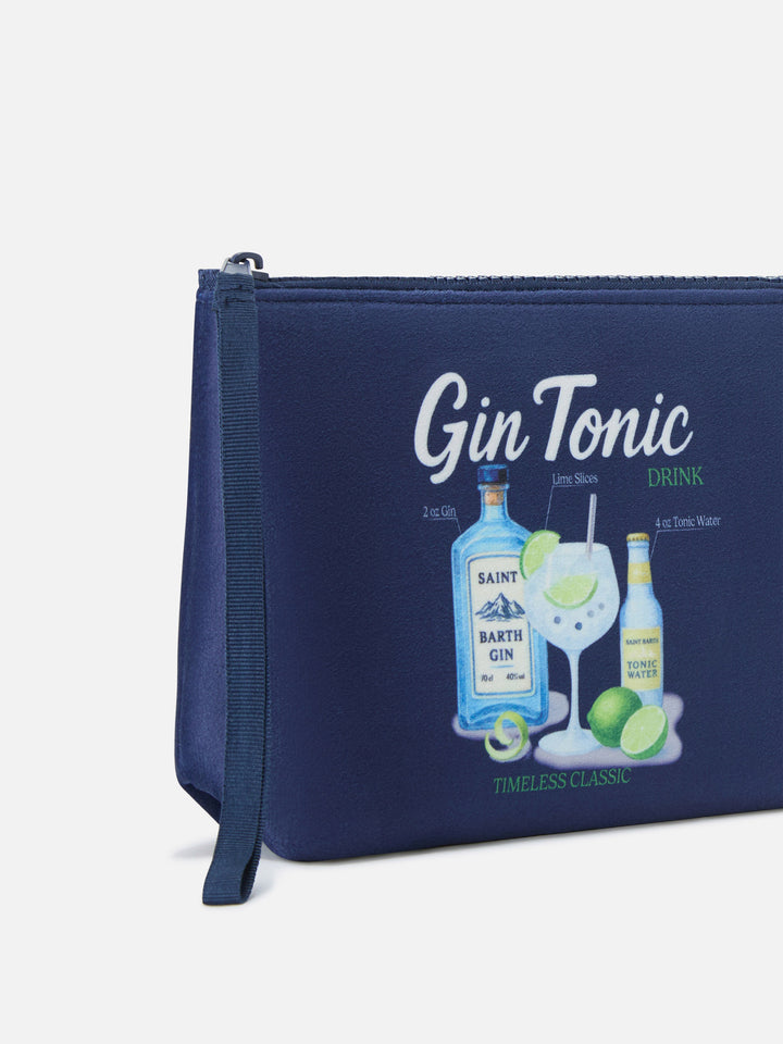 Navy blue Aline pochette with Gin Tonic print