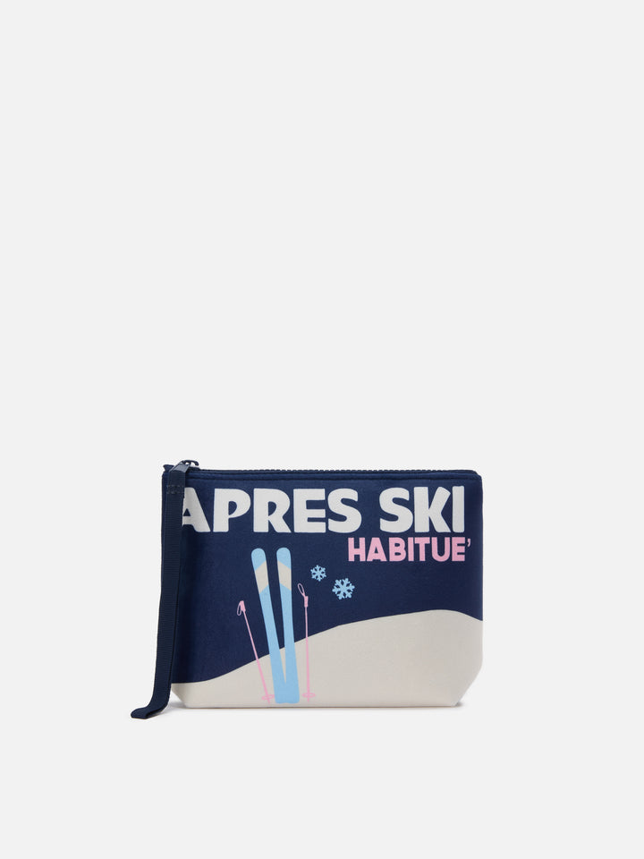 Aline Pouch in wool-effect fabric with Après ski print