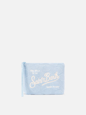 Aline terry-effect pouch with embossed shell pattern