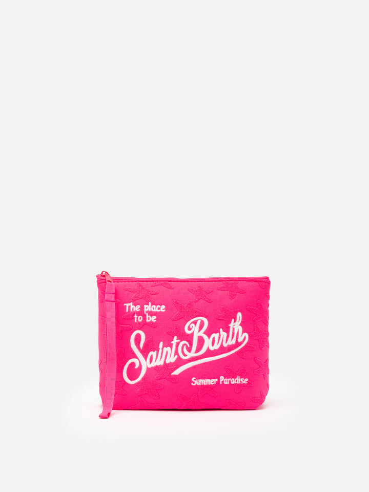 Aline fuchsia stars embossed terry pochette - MC2 Saint Barth