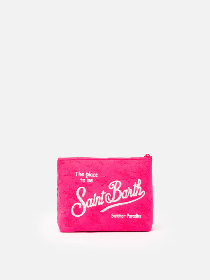 Aline fuchsia stars embossed terry pochette - MC2 Saint Barth